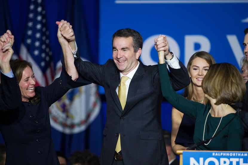 Virginia Gov.-elect Ralph Northam celebrated his election victory Tuesday in Fairfax, Va....