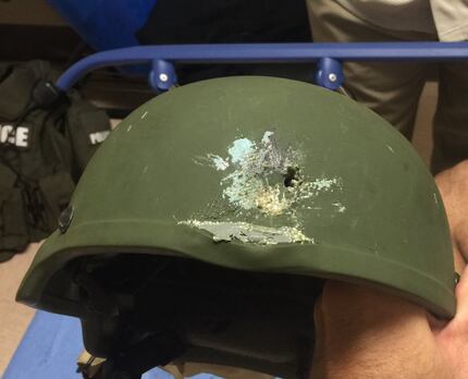 This Kevlar helmet is believed to have saved the life of an Orlando police officer who...