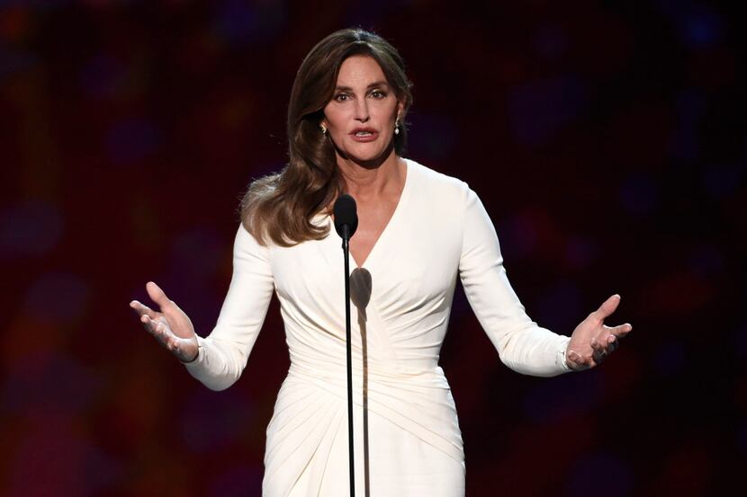 Caitlyn Jenner accepts the Arthur Ashe award for courage at the ESPY Awards on Wednesday.