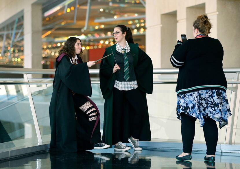 Erin Fitzgerald (left) dressed as Hermione Granger and Katy Fitzgerald dressed as a...