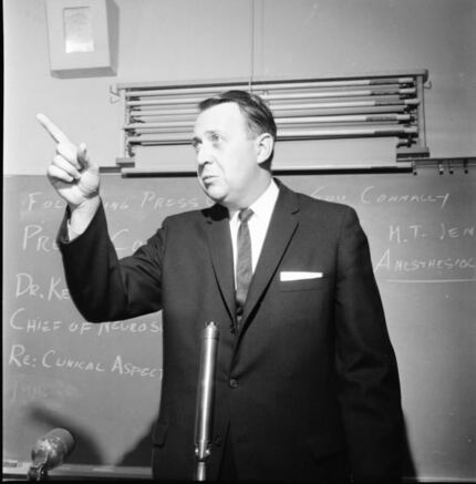 A Nov. 25, 1963, photo of Steve Landregan, spokesman for Parkland Memorial Hospital.