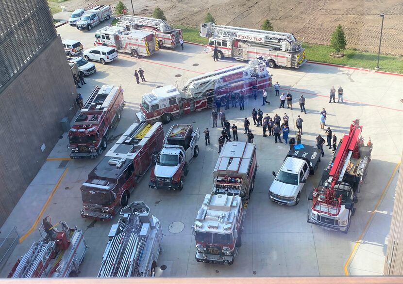 North Texas firefighters paid their colleague Capt. Troy Hammons a visit at Texas Health...