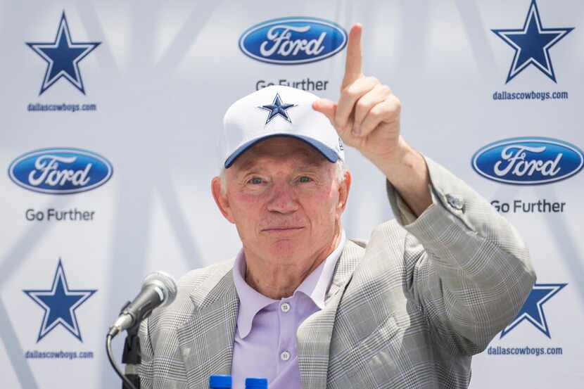 Dallas Cowboys owner Jerry Jones makes a point during the the Cowboys state of the team news...