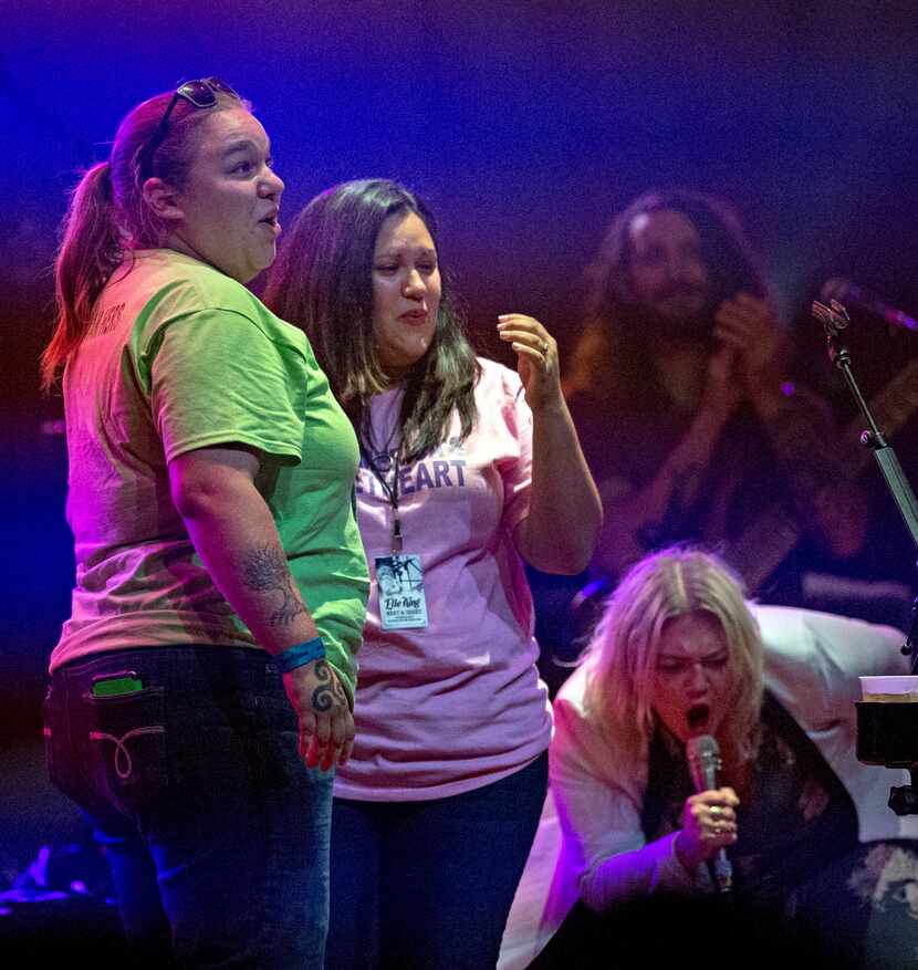 Elle King (right) performs a wedding ceremony for two women onstage at the House of Blues...