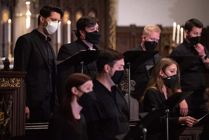 Chamber choir Incarnatus was somewhat muffled by their masks during a performance at Church...