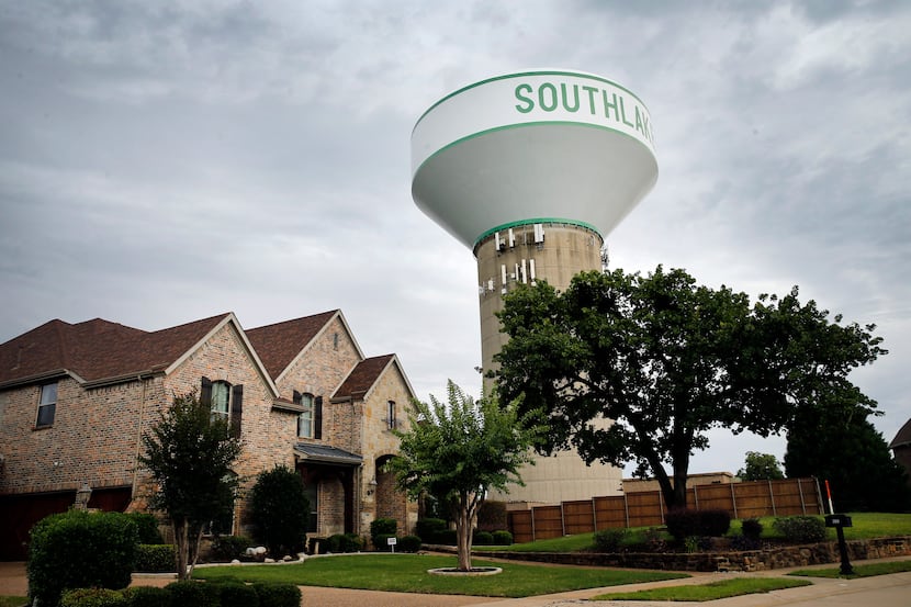 A Southlake water tower is pictured in a Southlake, Texas neighborhood Tuesday, June 23,...
