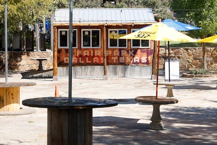 The blue awning outside of the Old Mill Inn has been removed and replaced with a smattering...