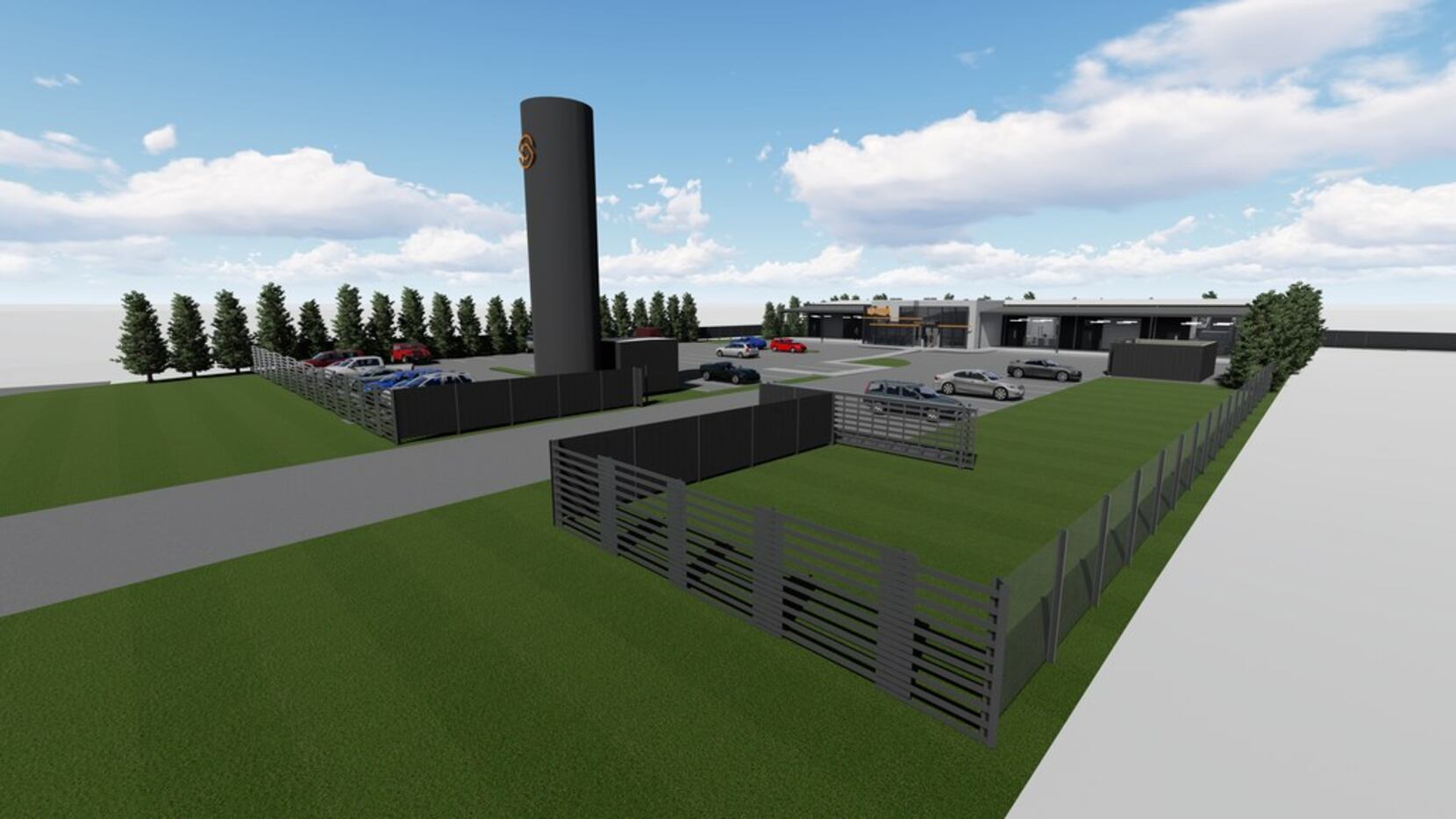 A rendering shows the automotive center that Westlake-based software company Solera is...