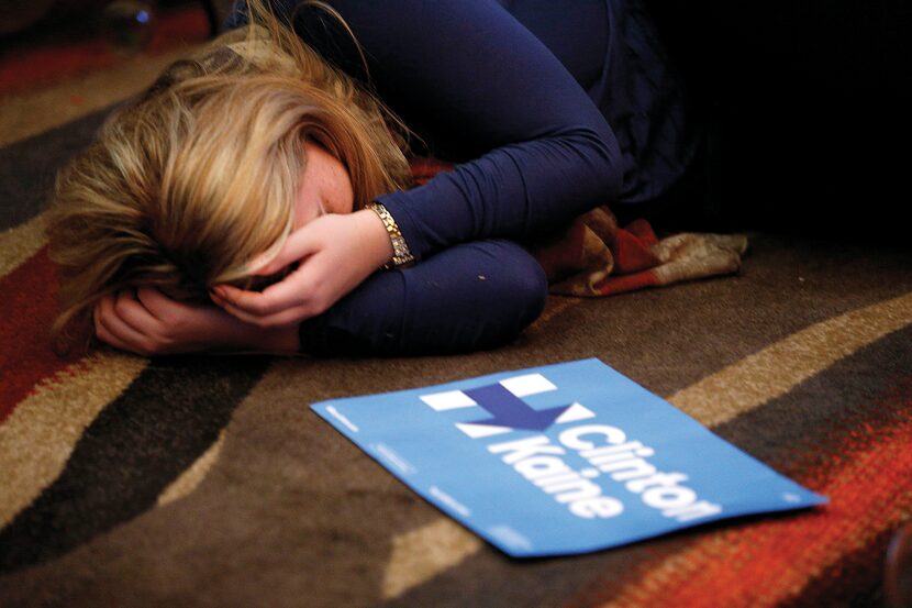 Clinton supporter Nicole Ferraro, at the Dallas County Democrats watch party at Hyatt...