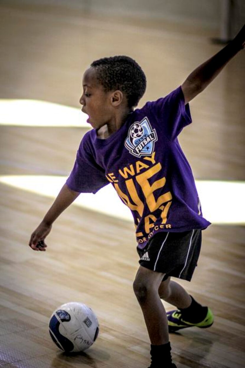 
Aydin Pondeca trains with the futsal ball. Though futsal is similar to soccer, the sport...