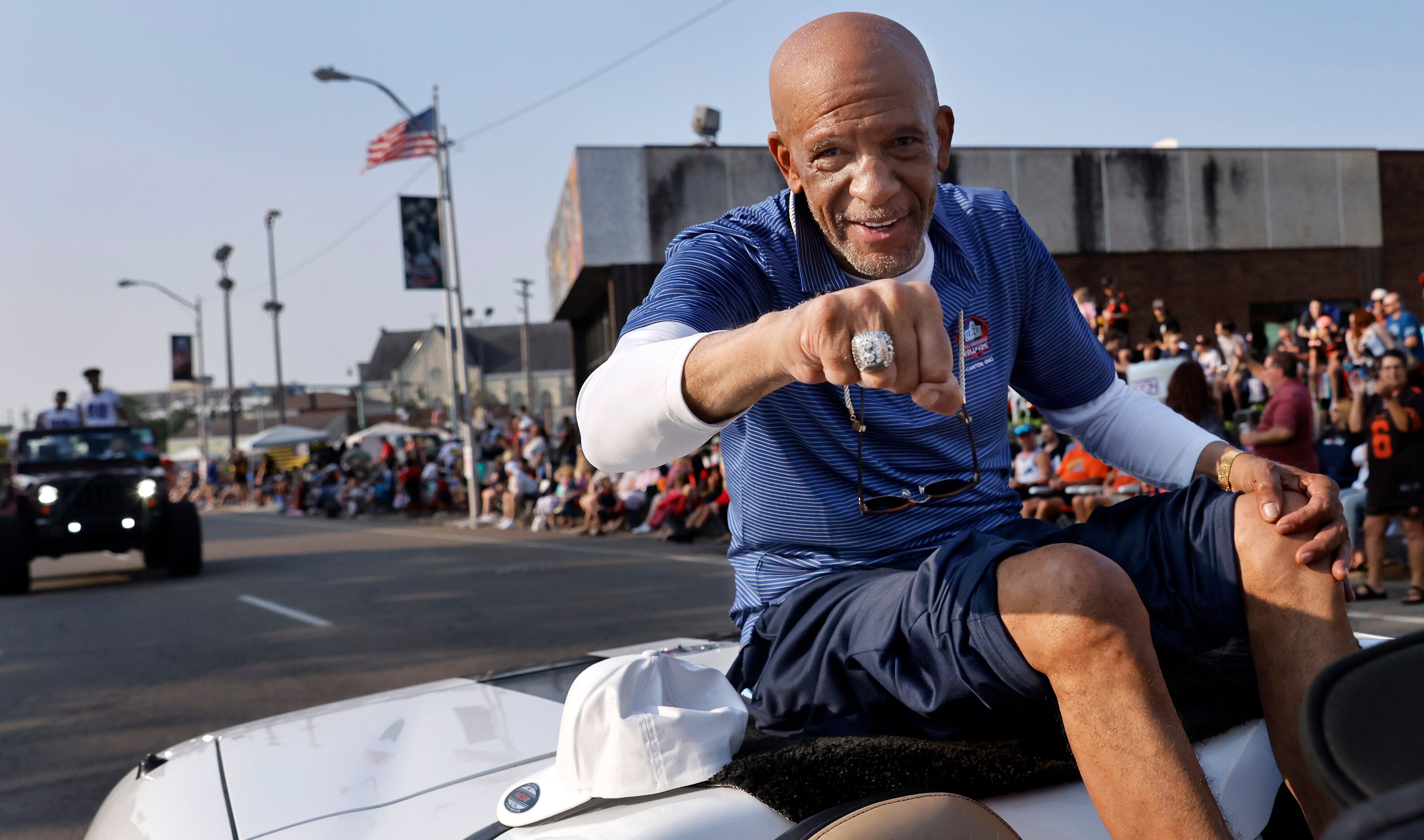 Dallas Cowboys Pro Football Hall of Fame inductee Drew Pearson shows off his Super Bowl ring...