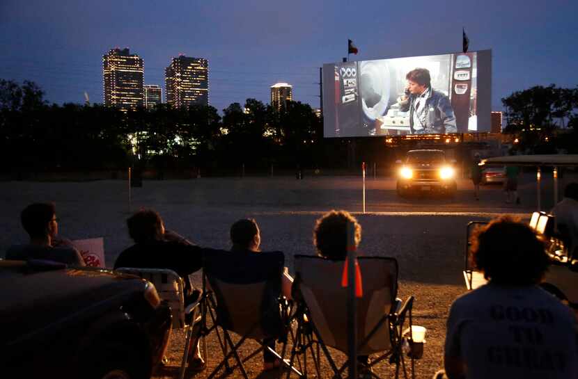 People watched the movie "Back to the Future" at the Coyote Drive-In in Fort Worth on May 3,...