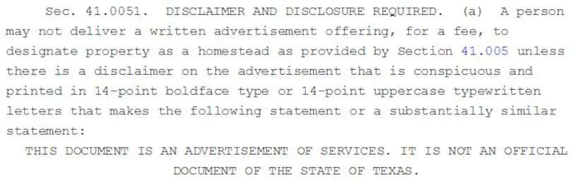 State law is clear on the selling of homestead designation forms.