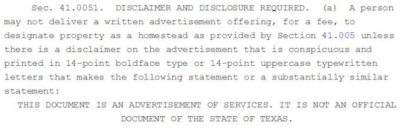 State law is clear on the selling of homestead designation forms.