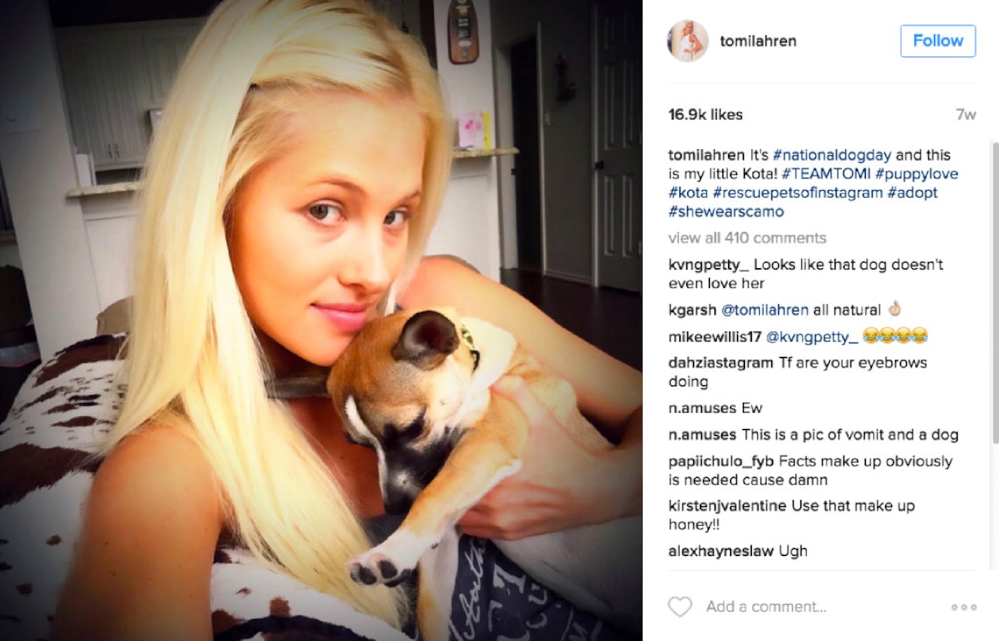 Lahren, shown with her Chihuahua mix, Kota, says that for now, she's happy doing what she's...