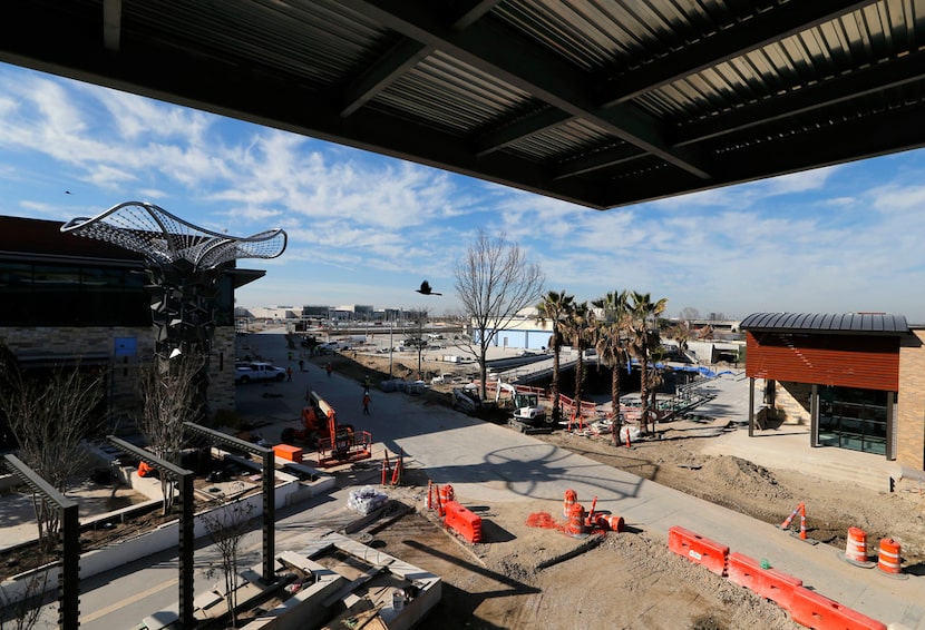 Construction continues at Grandscape in The Colony. Nebraska Furniture Mart can be seen in...