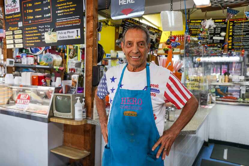 Dominick Oliverie poses at his sandwich shop, the Great American Hero in Dallas on Saturday,...