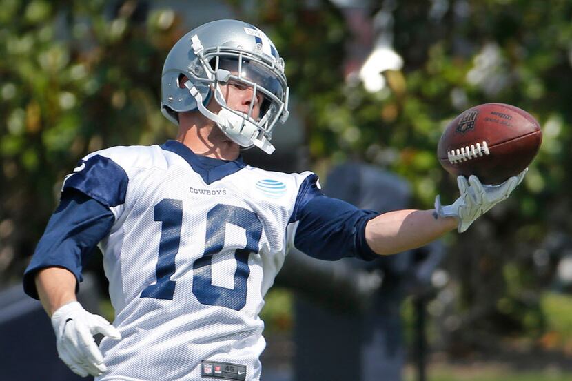 Dallas receiver Ryan Switzer (10) catches a pass during the Dallas Cowboys full-squad...