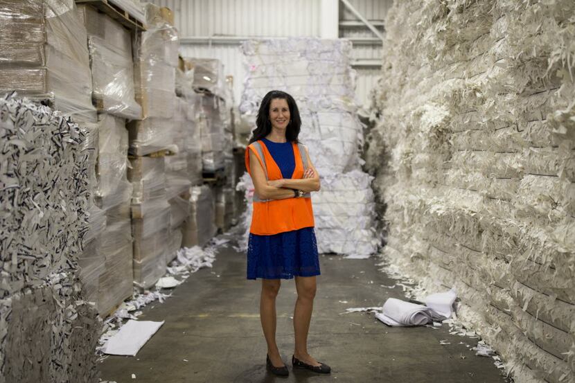 Kathy DeLano, vice president of sales of Texas Recycling, poses for a portrait in the Texas...