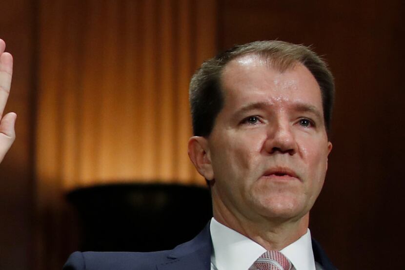 Texas Supreme Court Justice Don Willett is sworn in during a Senate Judiciary Committee...