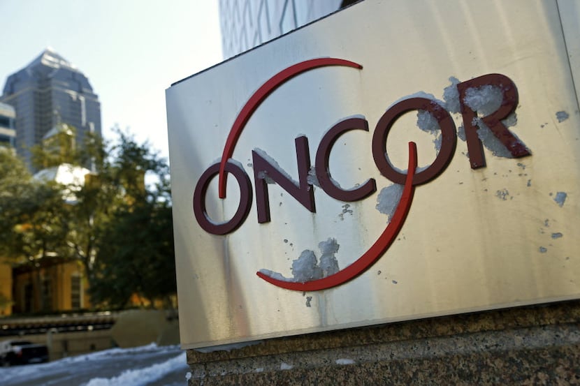 Ice collected on the Oncor logo in front of their office on McKinney Ave. in downtown Dallas...