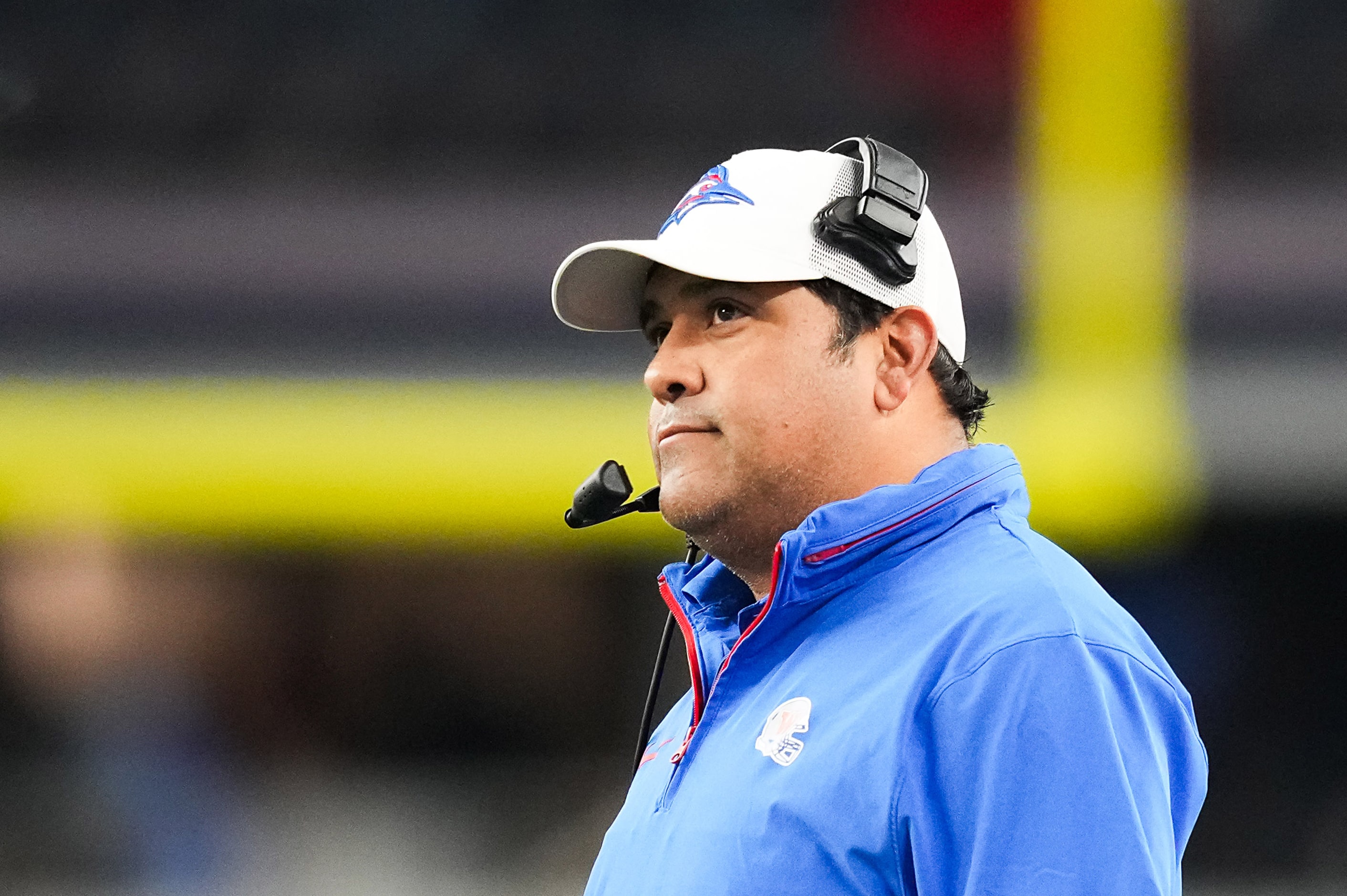 Austin Westlake head coach Tony Salazar looks on during the second half of the Class 6A...