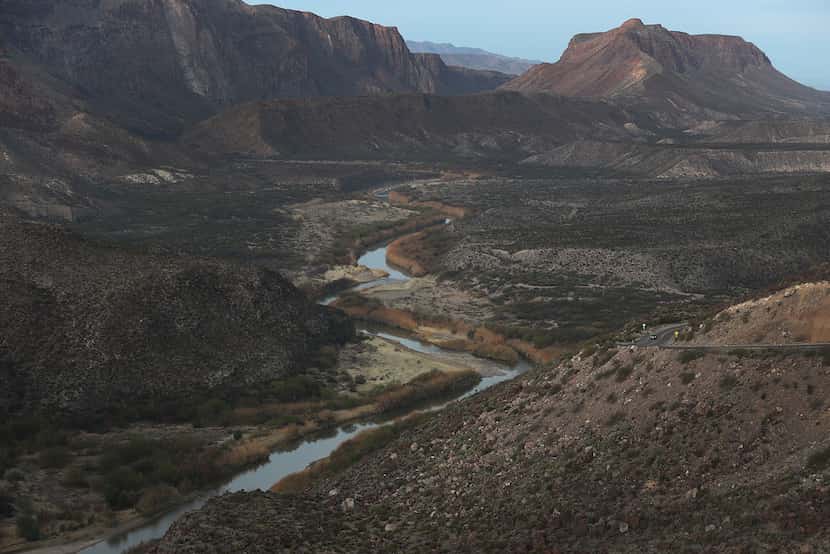 The Rio Grande that marks the boundary between the United States (right) and Mexico is seen...