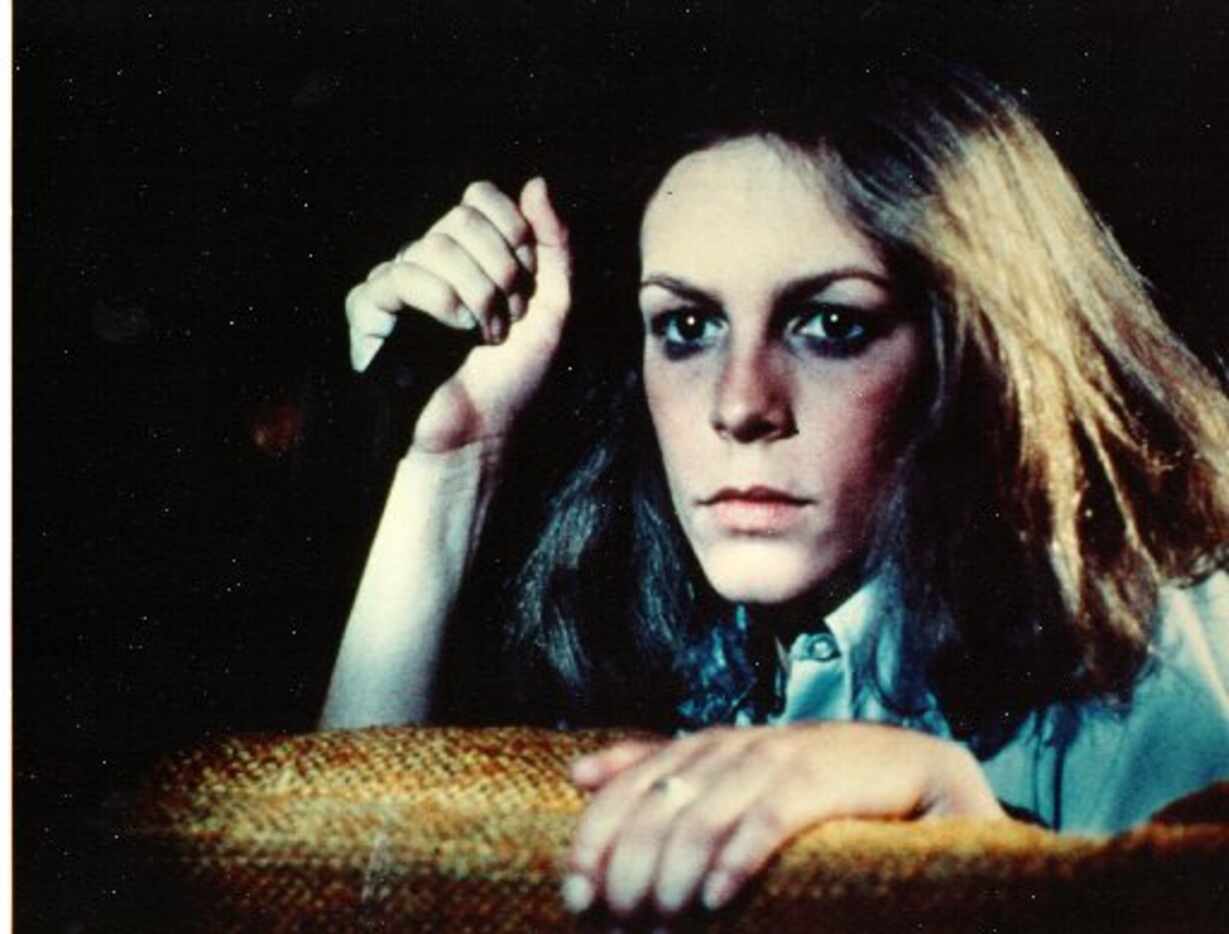 Jamie Lee Curtis in a scene from the 1978 horror film classic Halloween