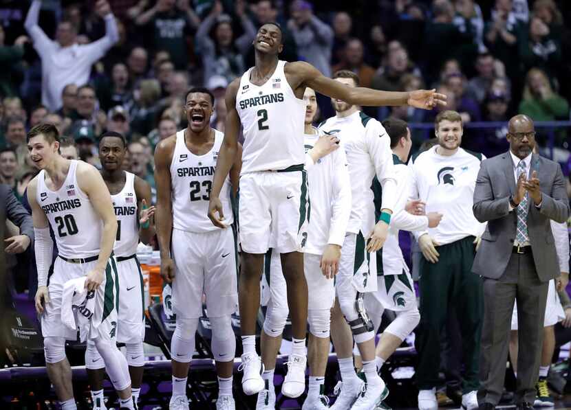 FILE - In this Feb. 17, 2018, file photo, Michigan State forward Jaren Jackson, Jr. (2)...