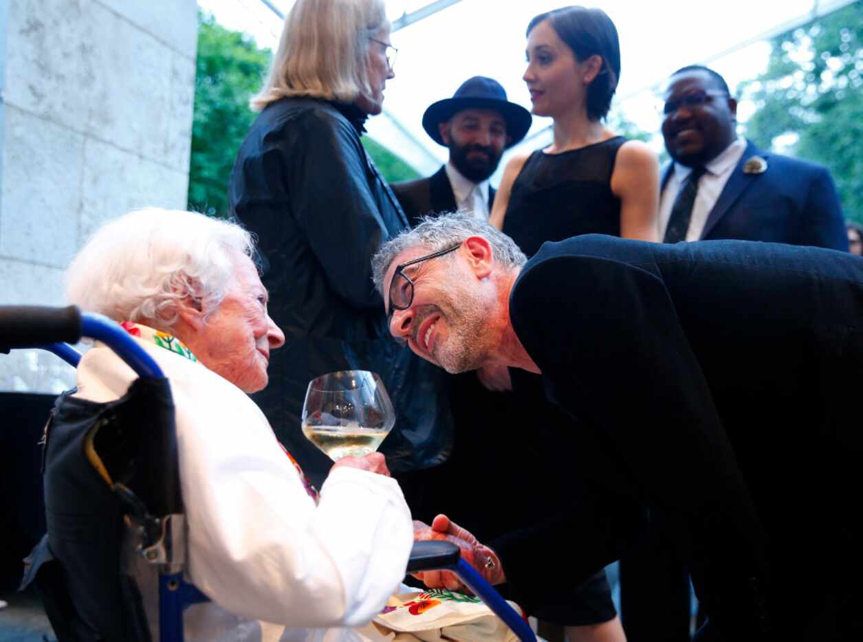 Huyghe visited with Margaret McDermott before receiving his award at the Nasher Sculpture...