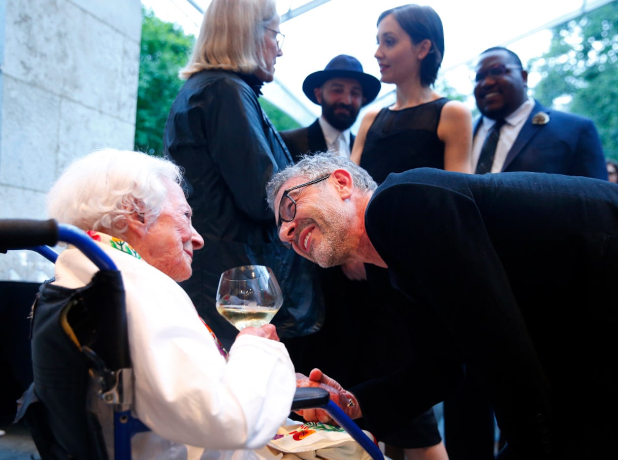 Huyghe visited with Margaret McDermott before receiving his award at the Nasher Sculpture...