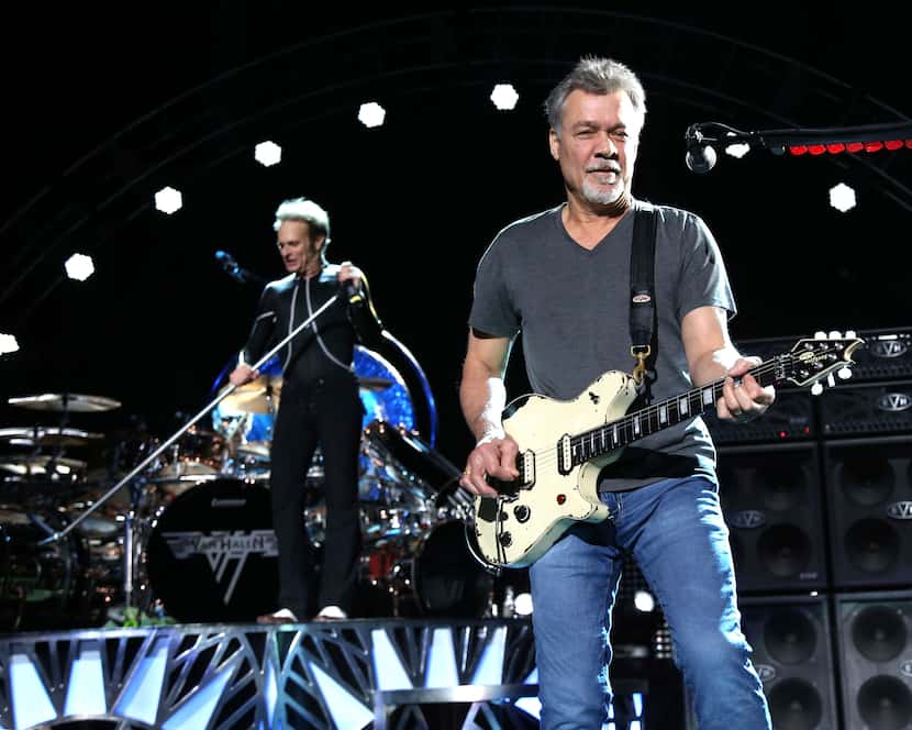 David Lee Roth, left, and Eddie Van Halen of Van Halen perform on Aug. 13, 2015, in Wantagh,...
