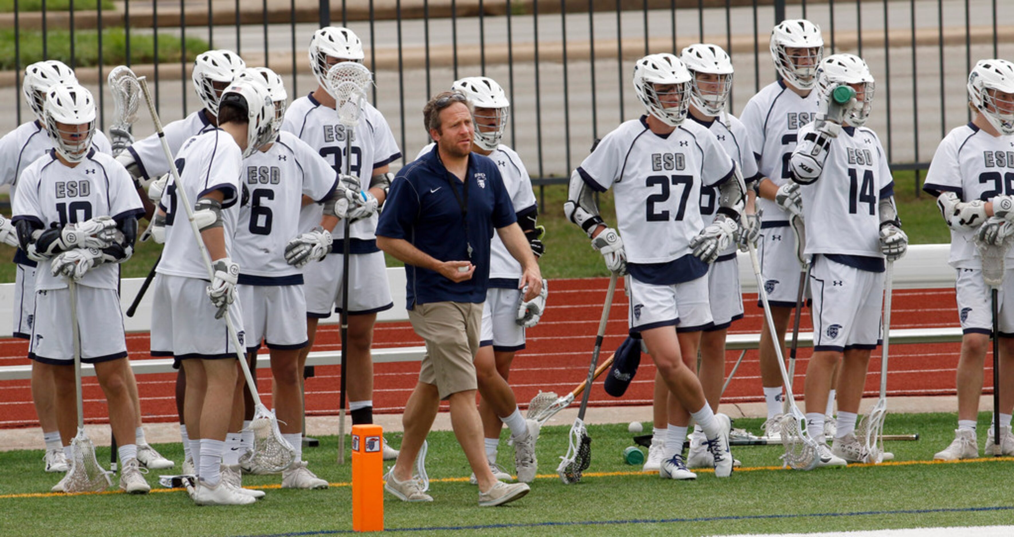 Episcopal School of Dallas head coach Jay Sothoron follows first half action against St....