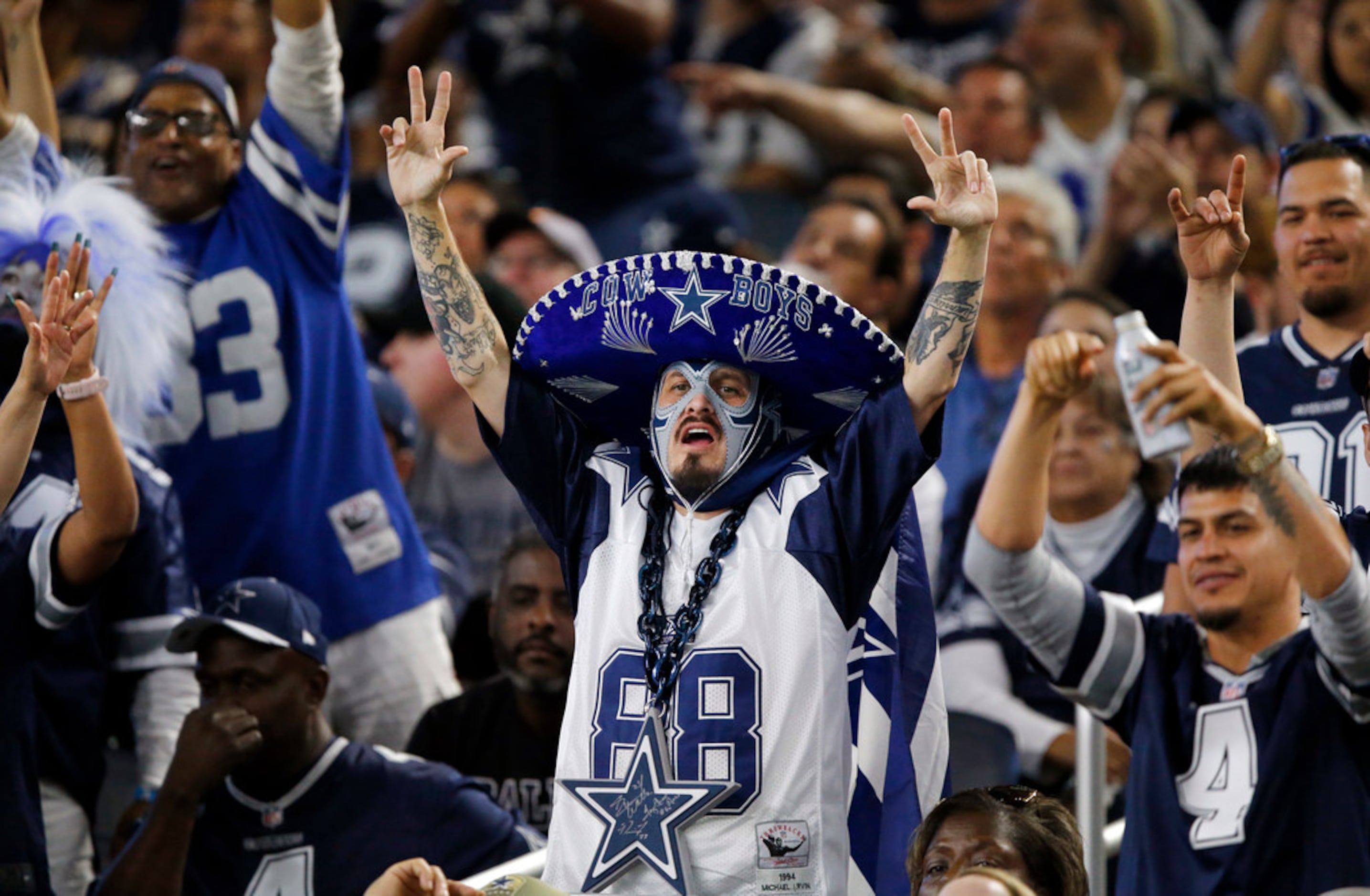 Dec 15, 2019: A Los Angeles Rams fan dresses up during an NFL game between  the Los Angeles Rams and the Dallas Cowboys at AT&T Stadium in Arlington,  TX Dallas defeated Los