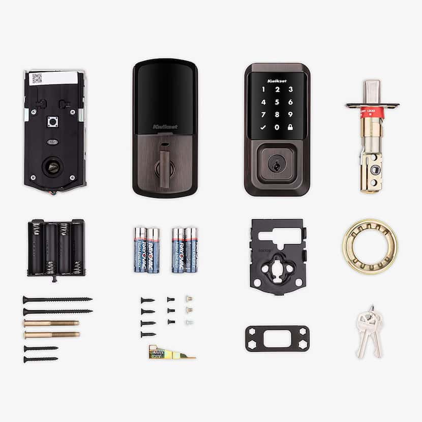 The box contents of the Kwikset Halo Wi-Fi Smart Lock