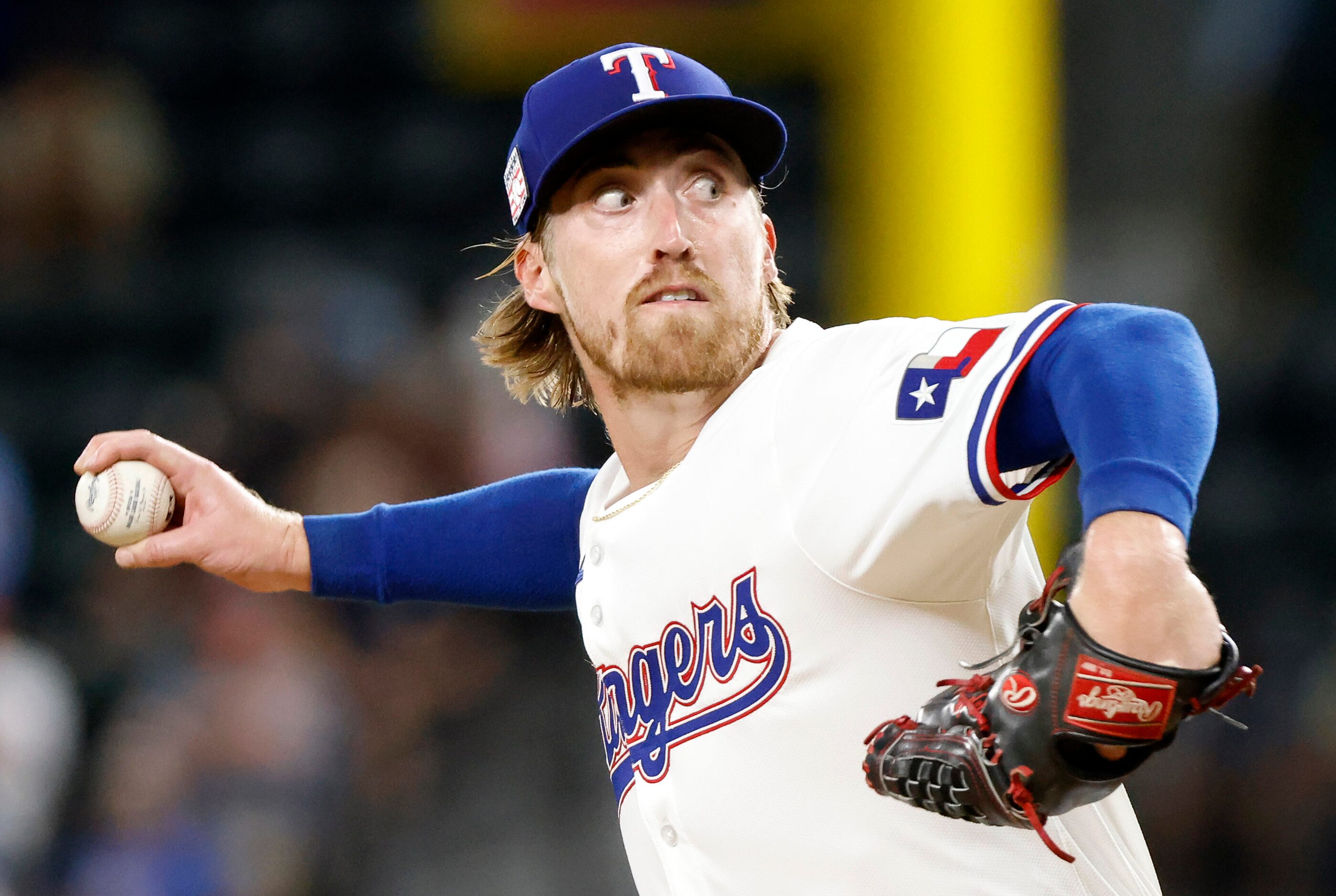 Texas Rangers pitcher Daniel Robert (57) throws against the Baltimore Orioles during the...