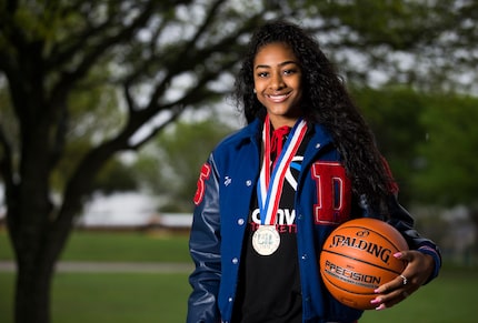 Duncanville High School girls basketball player Deja Kelly poses for a portrait on Friday,...