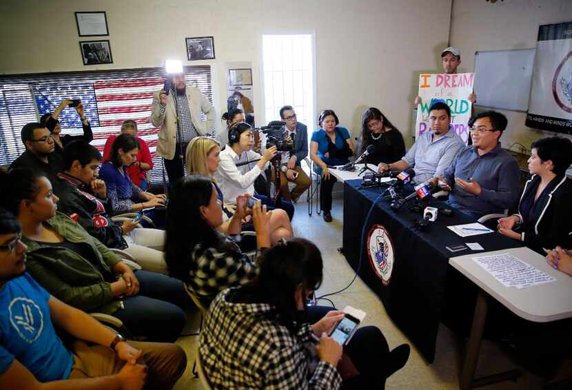 Edwin Romero happily answers questions at the news conference after he was freed from the...