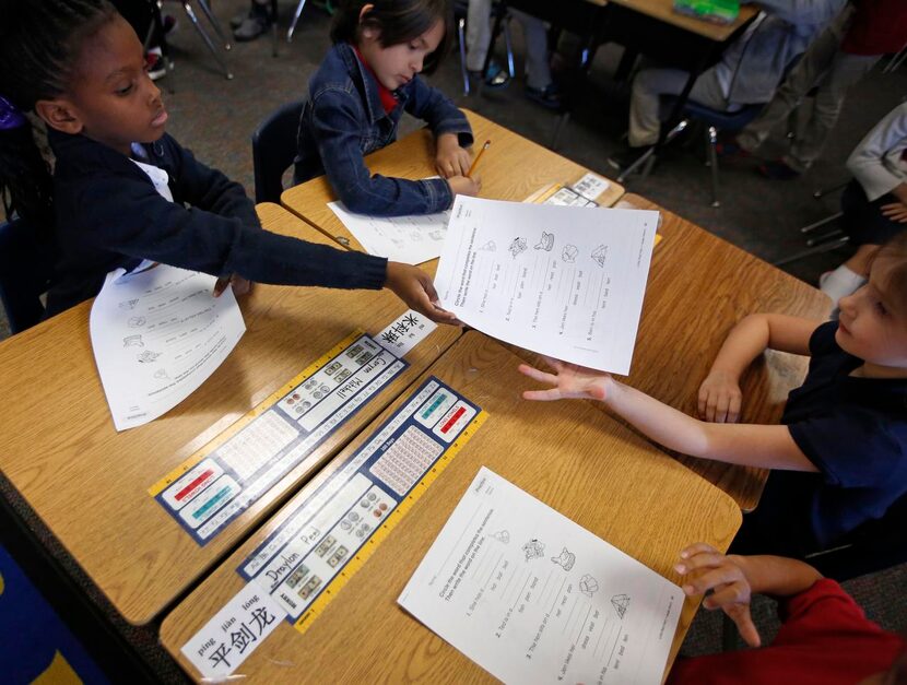 
Students in teacher Bee Ong’s class do their work in the Mandarin Chinese class. 
