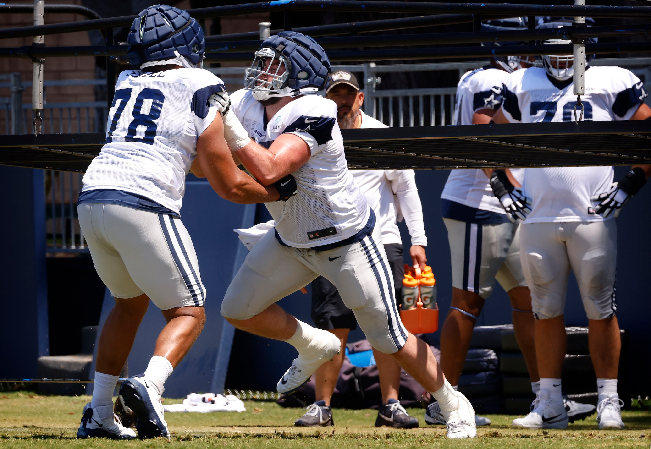 Dallas Cowboys center Brock Hoffman (67) Dallas Cowboys offensive tackle Terence Steele (78)...