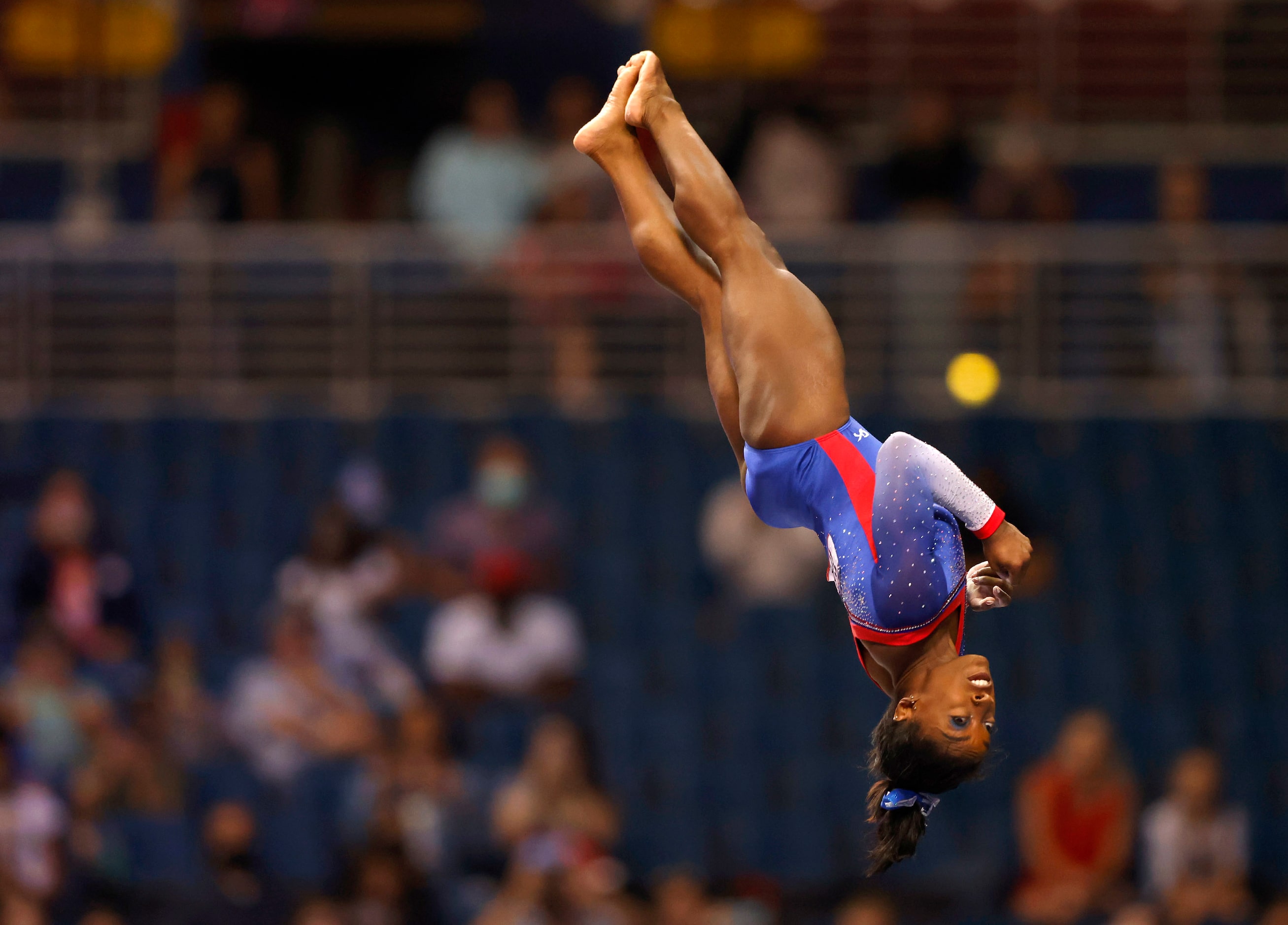 Simone Biles of World Champions competes in the vault  during day 1 of the women's 2021 U.S....