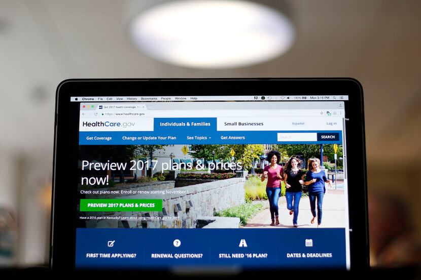 FILE - This Oct. 24, 2016, file photo, shows the HealthCare.gov 2017 website home page on...