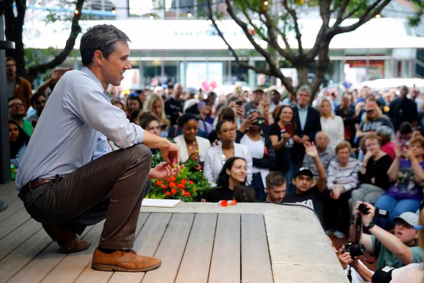 Democratic Presidential candidate Beto O'Rourke listens to a question during a Q&A session...