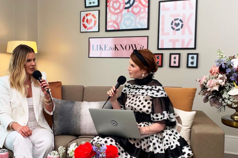 Dallas influencer Courtney Kerr (left) interviewed by Amber Venz Box, founder of RewardStyle...