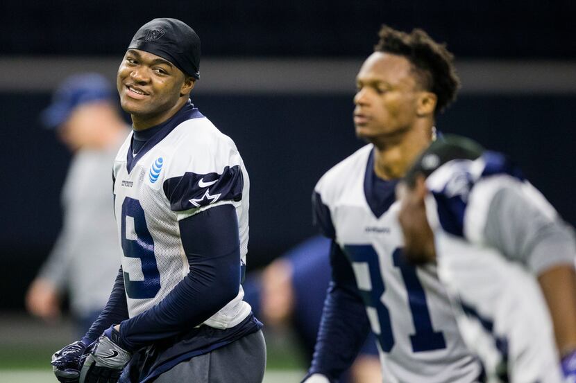 Dallas Cowboys wide receiver Amari Cooper (19) smiles during a Dallas Cowboys OTA practice...