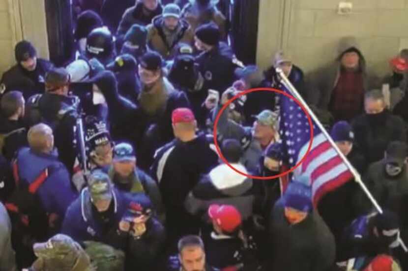 Jason Hyland, shown in red circle, inside the U.S. Capitol on Jan. 6.