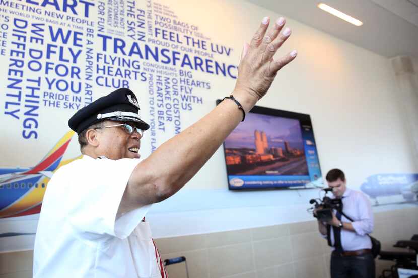 Southwest Airlines' senior pilot Lou Freeman, the first African American chief pilot of a...