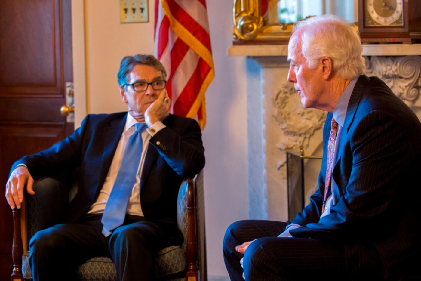 Former Gov. Rick Perry met with Sen. John Cornyn on Wednesday. (Office of Sen. John Cornyn)