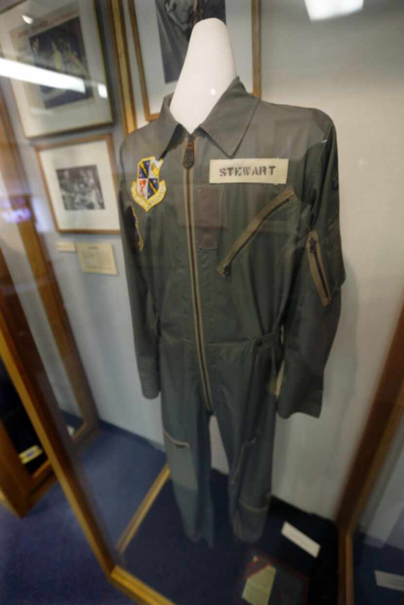 In this photo made on Friday, Dec. 20, 2013, a flight suit that Hollywood legend Jimmy...