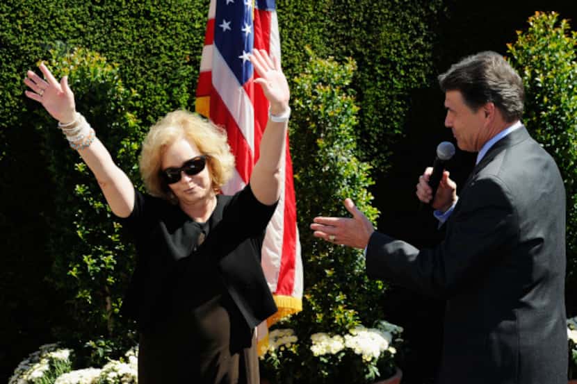 Anita Perry, who appeared with husband Rick Perry at a California rally in September, made...